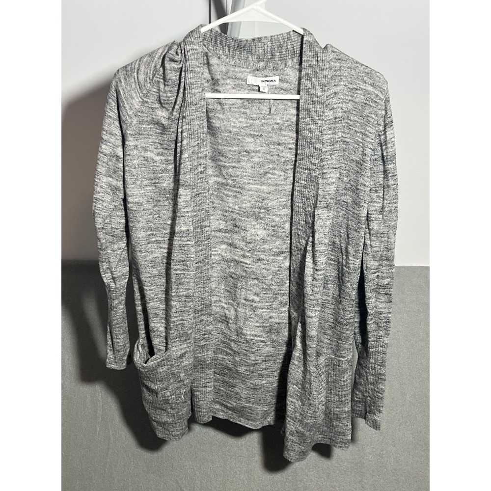 Sonoma Goods For Life Women's Heather Gray Open Front Cardigan Sweater Size M